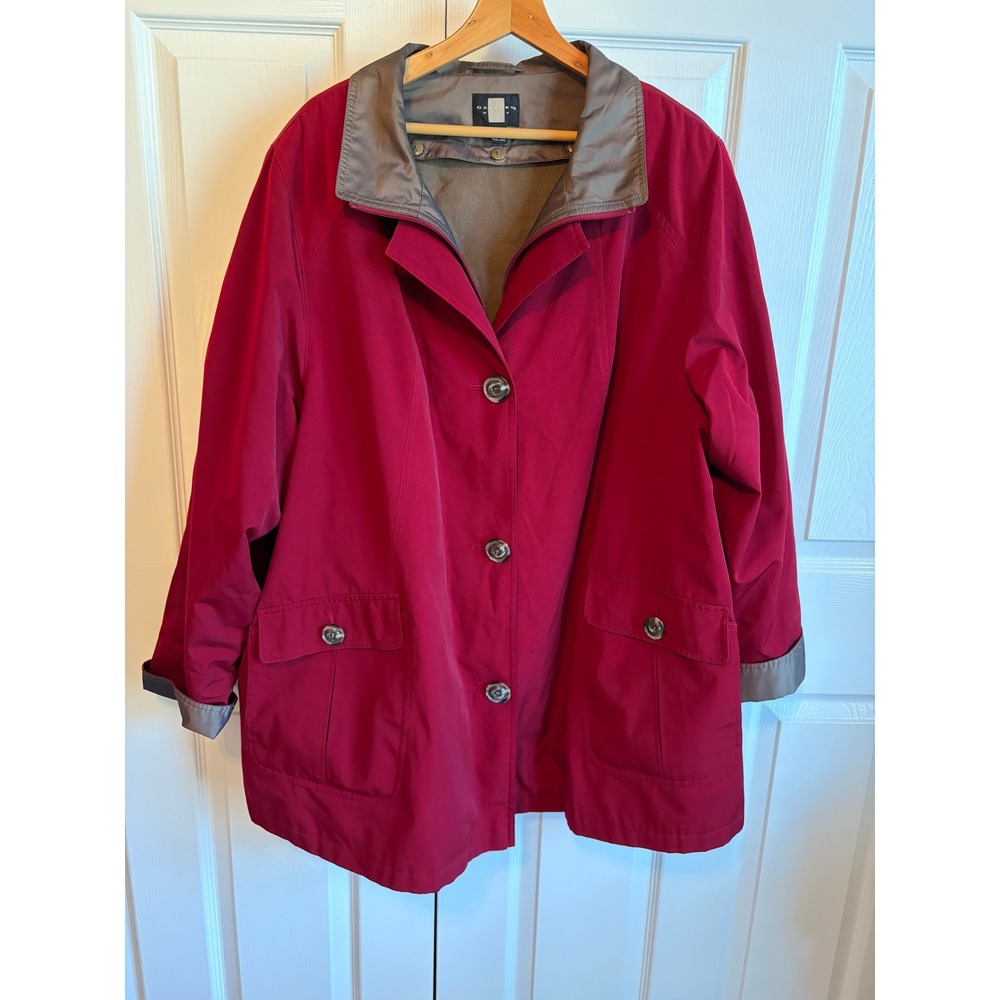 Gallery Woman Red All Weather Coat Removable Liner Jacket Plus Size 2X
